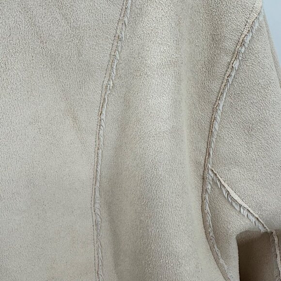 Shaver Lake Womens Beige Button Faux Suede Sherpa Lined Jacket Size L FLAW - Picture 5 of 10